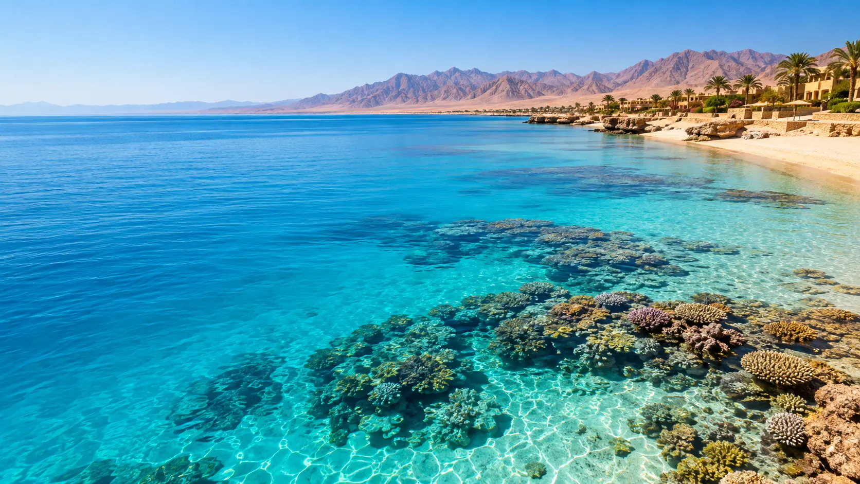 Морское побережье Египта с прозрачной водой